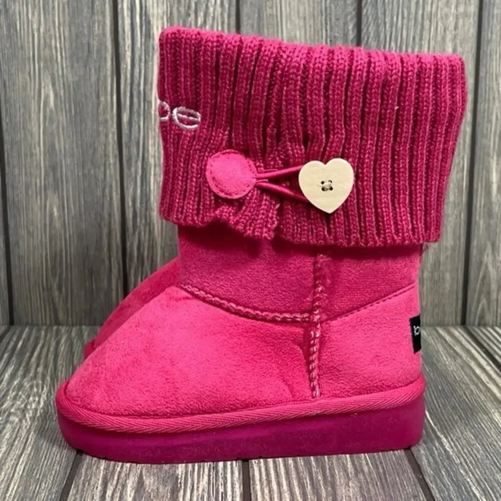 Bebe Girls Pink Boots Winter Warm Cable Knit‎ Sweater Mid Calf Youth 10